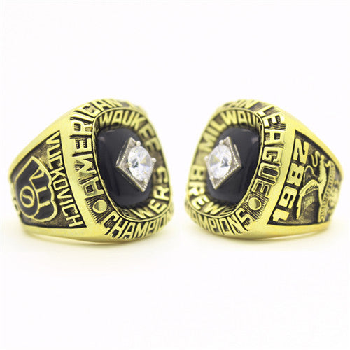 Custom Milwaukee Brewers 1982 American League Championship Ring With Blue Lapis Lazuli