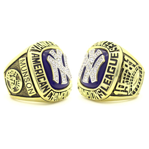 Custom New York Yankees 1981 American League Championship Ring With Blue Synthetic Sapphire