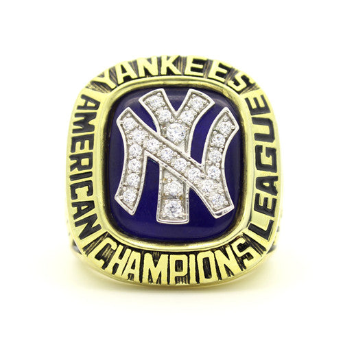 Custom New York Yankees 1981 American League Championship Ring With Blue Synthetic Sapphire