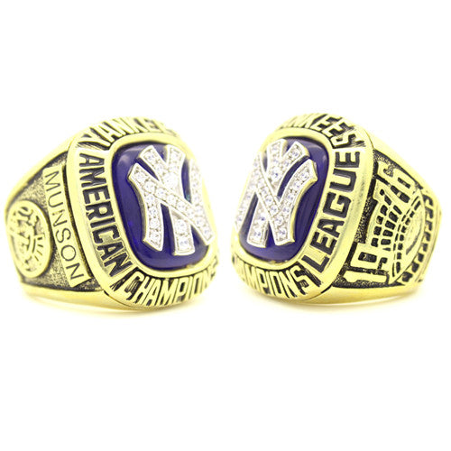 New York Yankees 1976 American League Championship Ring With Blue Synthetic Sapphire