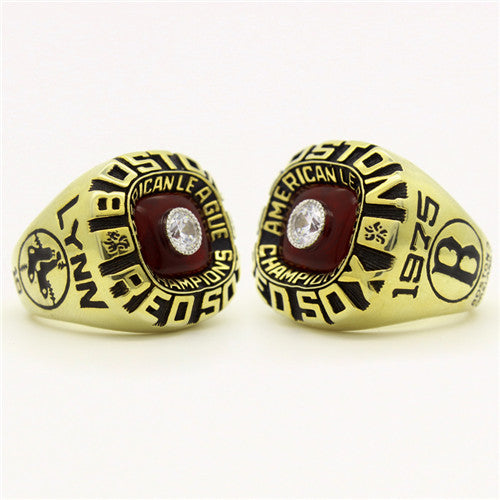 Custom Boston Red Sox 1975 American League Championship Ring With Red Garnet