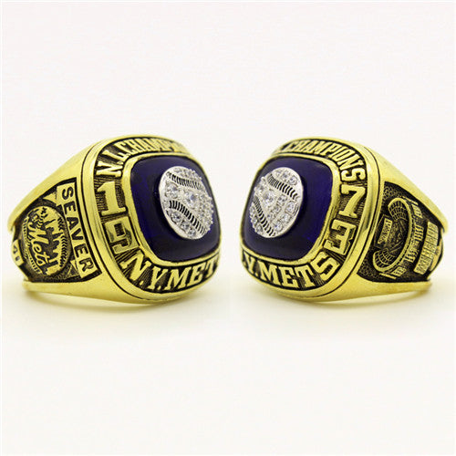 Custom New York Mets 1973 National League Championship Ring With Blue Synthetic Sapphire