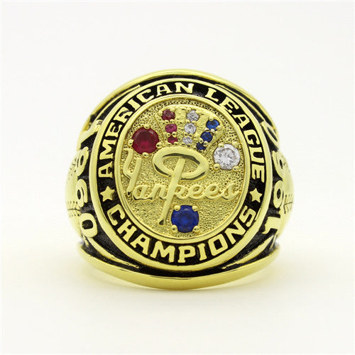 New York Yankees 1960 American League Championship Ring with Red Ruby and Blue Sapphire