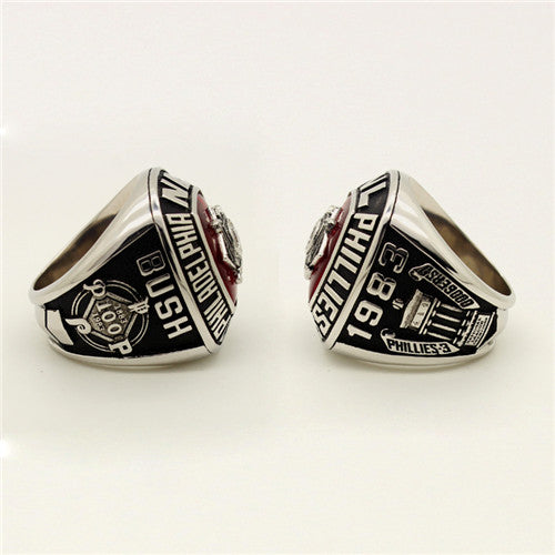 Custom Philadelphia Phillies 1983 National League Championship Ring With Red Garnet