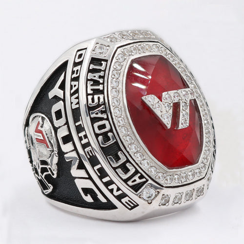 Virginia Tech Hokies 2016 ACC Coastal Championship Ring With Red Ruby