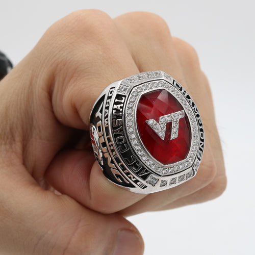 Virginia Tech Hokies 2016 ACC Coastal Championship Ring With Red Ruby