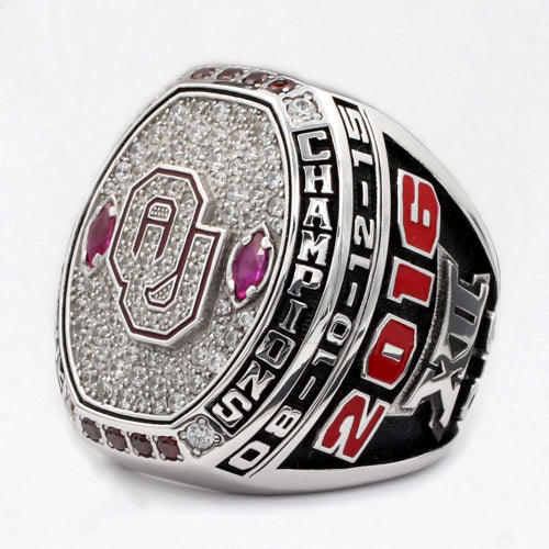 Oklahoma Sooners 2016 Big 12 Championship Ring With Red Ruby