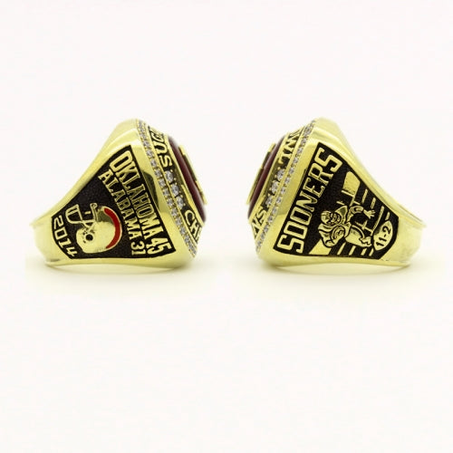 Custom Oklahoma Sooners 2014 Sugar Bowl Champions Fan Ring With Red Ruby