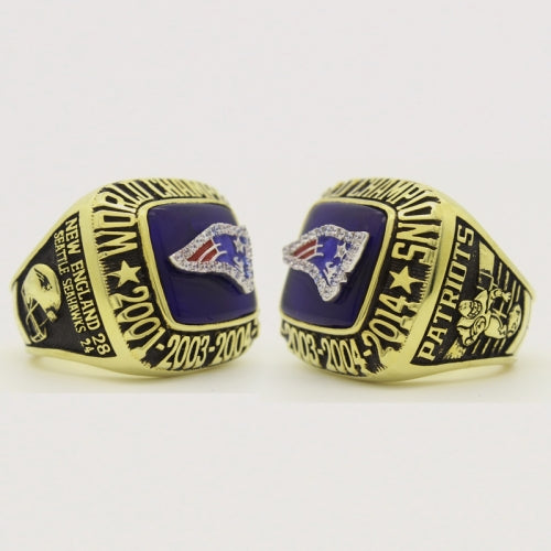 Custom New England Patriots 2014 Super Bowl XLIX Fans Ring With Blue Lapis Lazuli