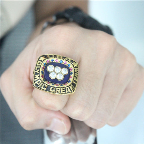 Custom Team USA Basketball 1996 Summer Olympics Championship Ring With Blue Lapis Lazuli