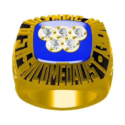 Custom U.S. Team 1980 Winter Olympics Ice hockey Championship Ring With Blue Sapphire