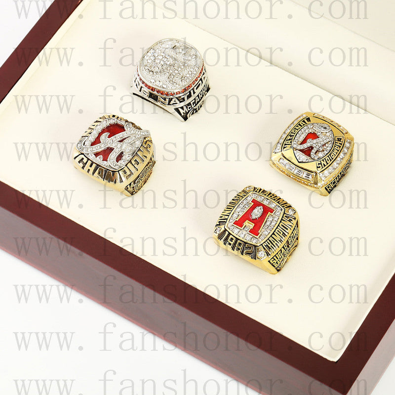 Customized Alabama Crimson Tide NCAA Championship Rings Set Wooden Display Box Collections