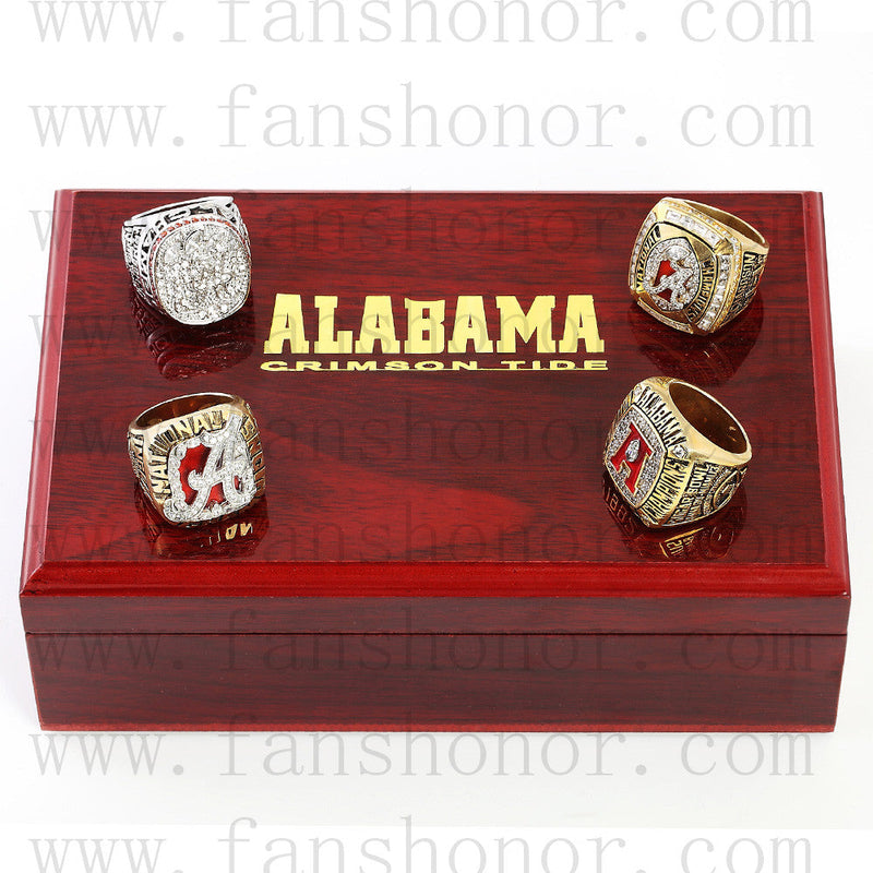 Customized Alabama Crimson Tide NCAA Championship Rings Set Wooden Display Box Collections