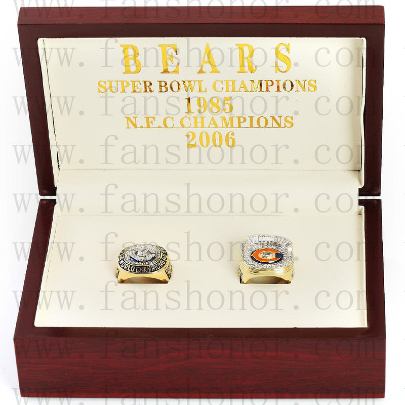 Customized Chicago Bears NFL Championship Rings Set Wooden Display Box Collections