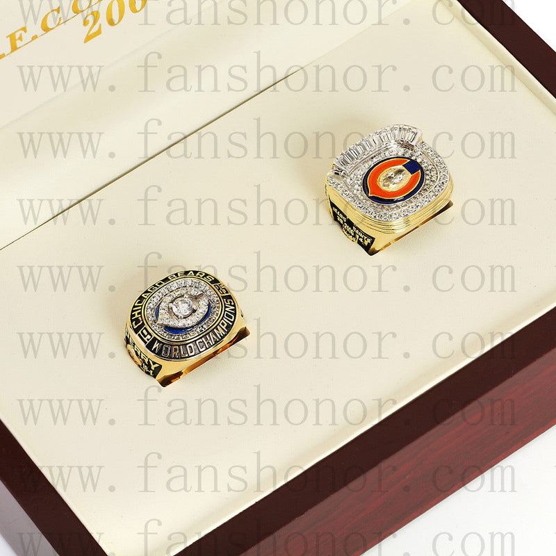 Customized Chicago Bears NFL Championship Rings Set Wooden Display Box Collections