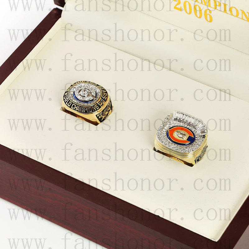 Customized Chicago Bears NFL Championship Rings Set Wooden Display Box Collections