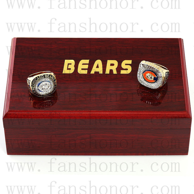 Customized Chicago Bears NFL Championship Rings Set Wooden Display Box Collections