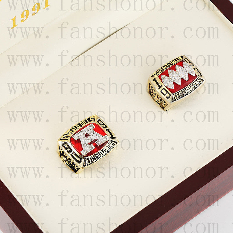 Customized Buffalo Bills AFC Championship Rings Set Wooden Display Box Collections