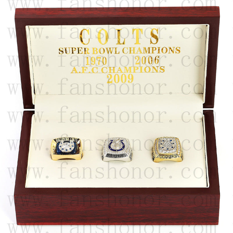 Customized Baltimore Colts NFL Championship Rings Set Wooden Display Box Collections