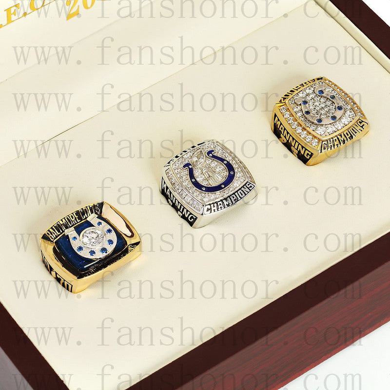 Customized Baltimore Colts NFL Championship Rings Set Wooden Display Box Collections