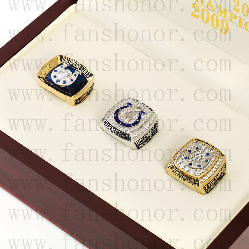 Customized Baltimore Colts NFL Championship Rings Set Wooden Display Box Collections