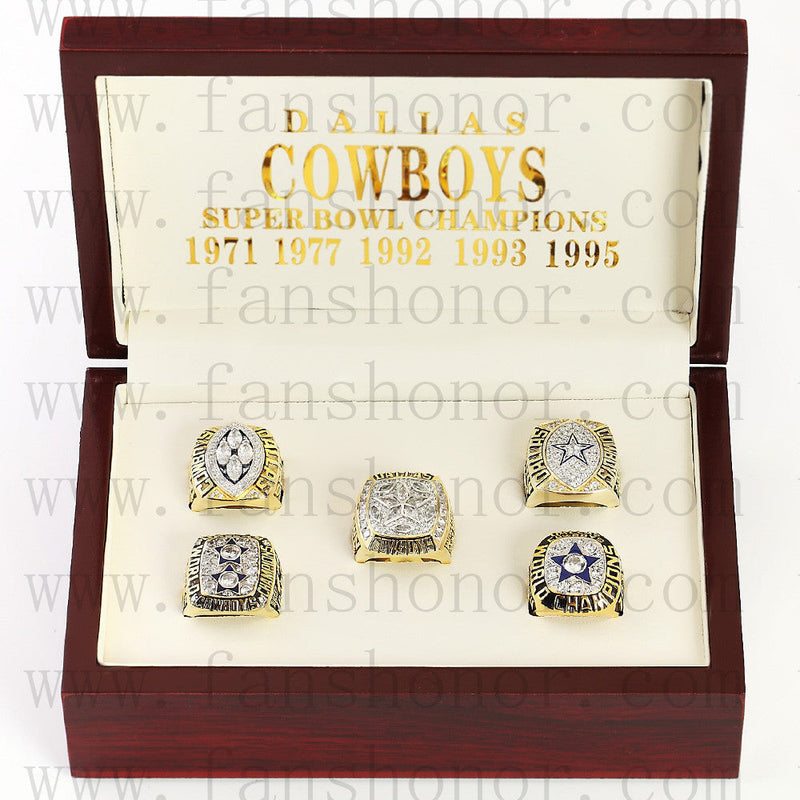 Customized Dallas Cowboys NFL Championship Rings Set Wooden Display Box Collections