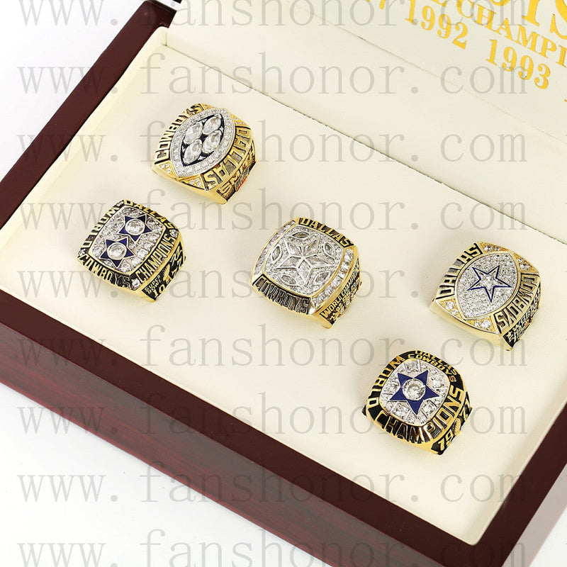 Customized Dallas Cowboys NFL Championship Rings Set Wooden Display Box Collections