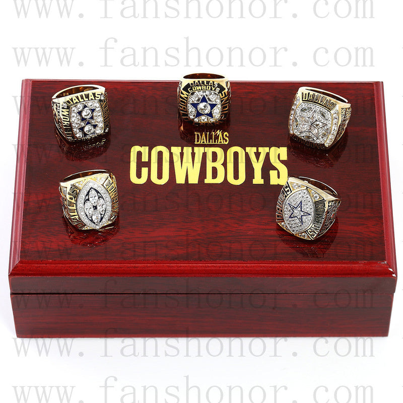 Customized Dallas Cowboys NFL Championship Rings Set Wooden Display Box Collections