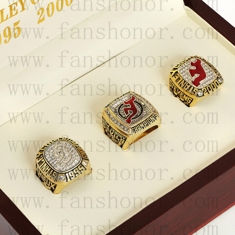 Customized New Jersey Devils NHL Championship Rings Set Wooden Display Box Collections