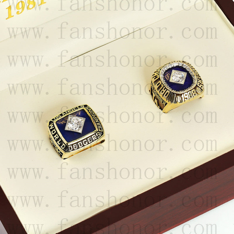 Customized Los Angeles Dodgers MLB Championship Rings Set Wooden Display Box Collections