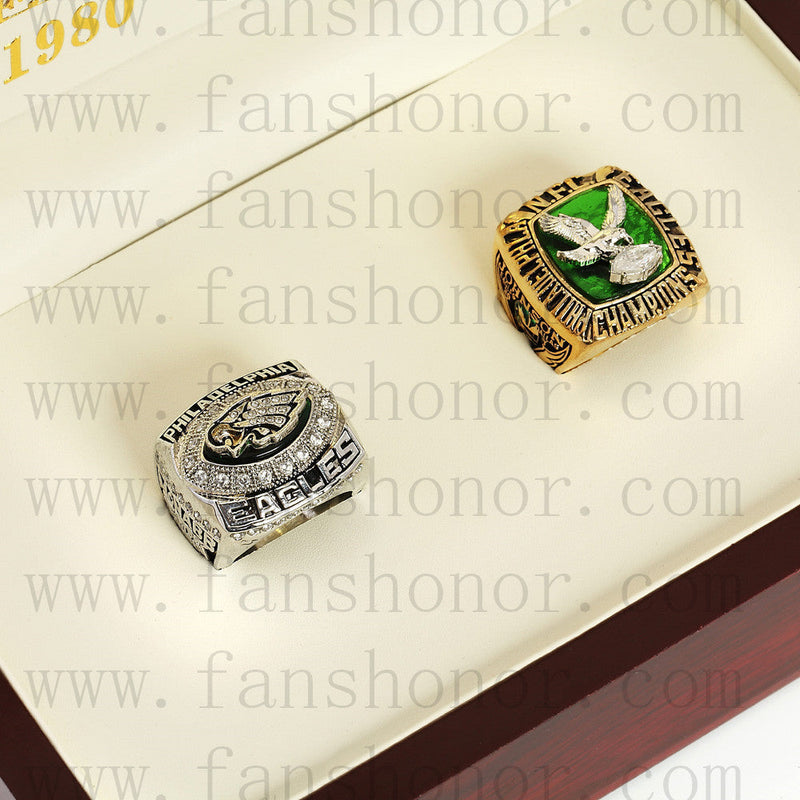 Customized Philadelphia Eagles NFL NFC Football Championship Rings Set Wooden Display Box Collections