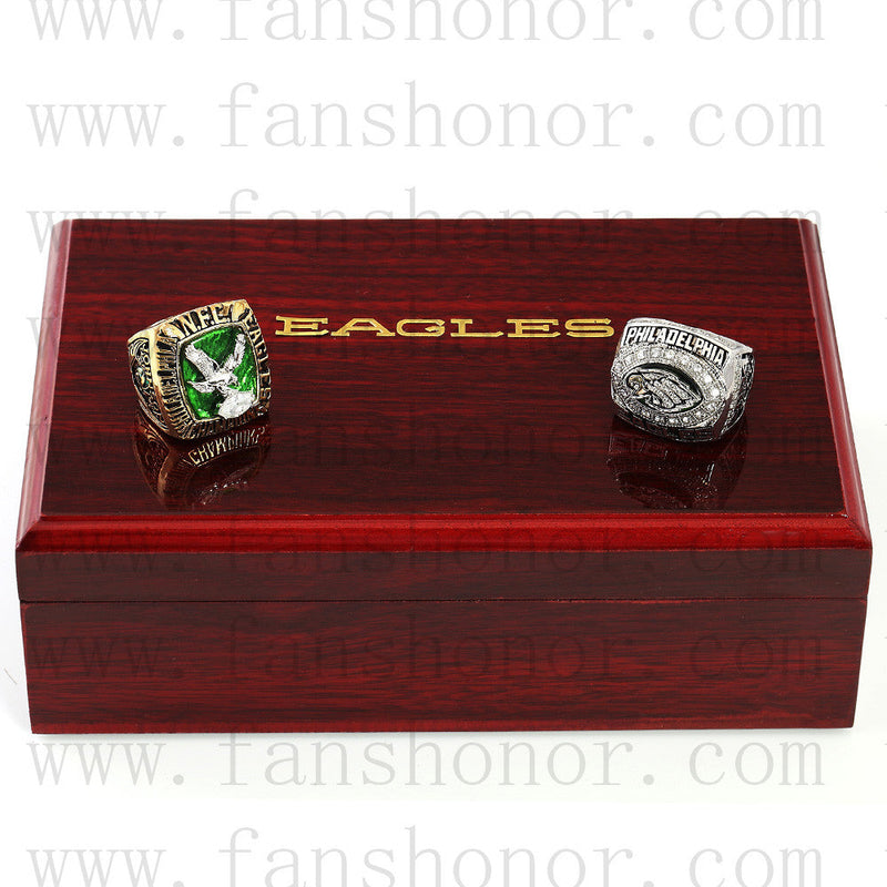 Customized Philadelphia Eagles NFL NFC Football Championship Rings Set Wooden Display Box Collections