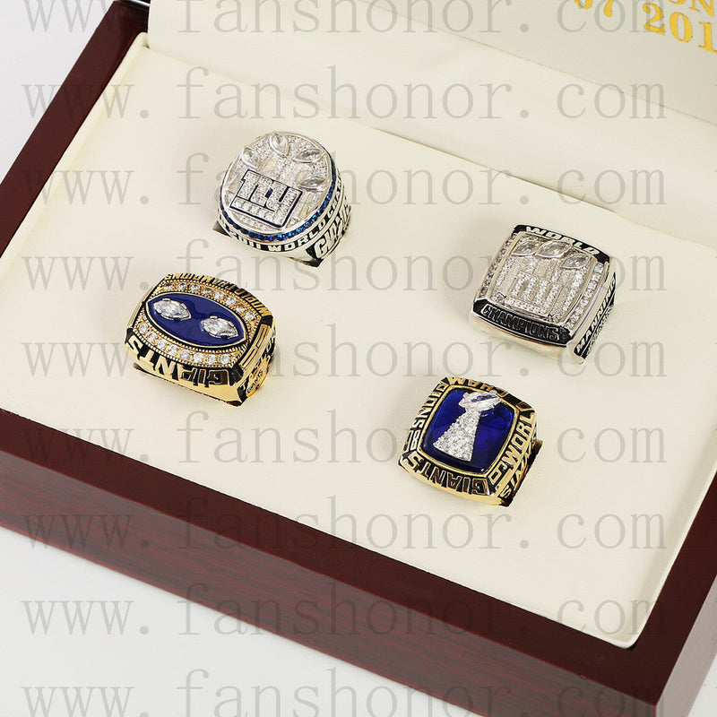 Customized New York Giants NFL Championship Rings Set Wooden Display Box Collections