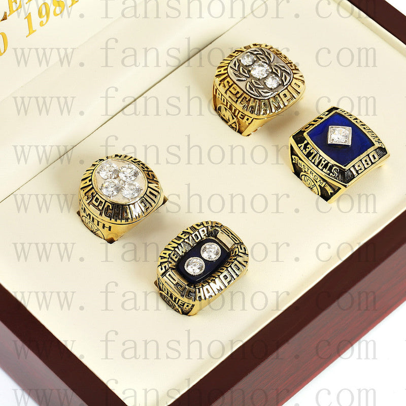 Customized New York Islanders NHL Championship Rings Set Wooden Display Box Collections