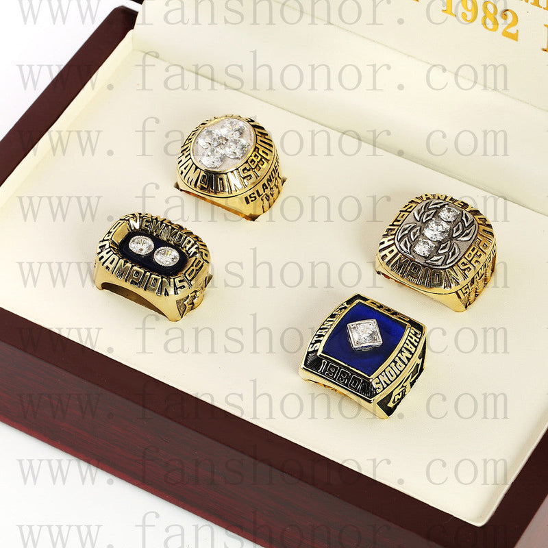 Customized New York Islanders NHL Championship Rings Set Wooden Display Box Collections