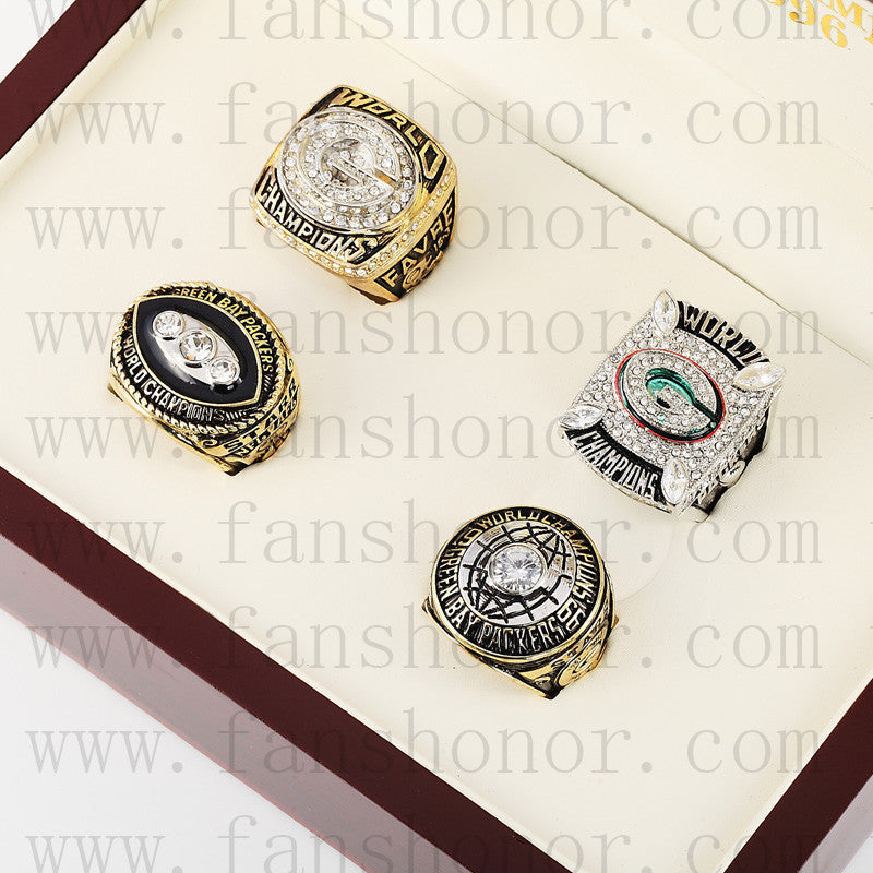 Customized Green Bay Packers NFL Championship Rings Set Wooden Display Box Collections