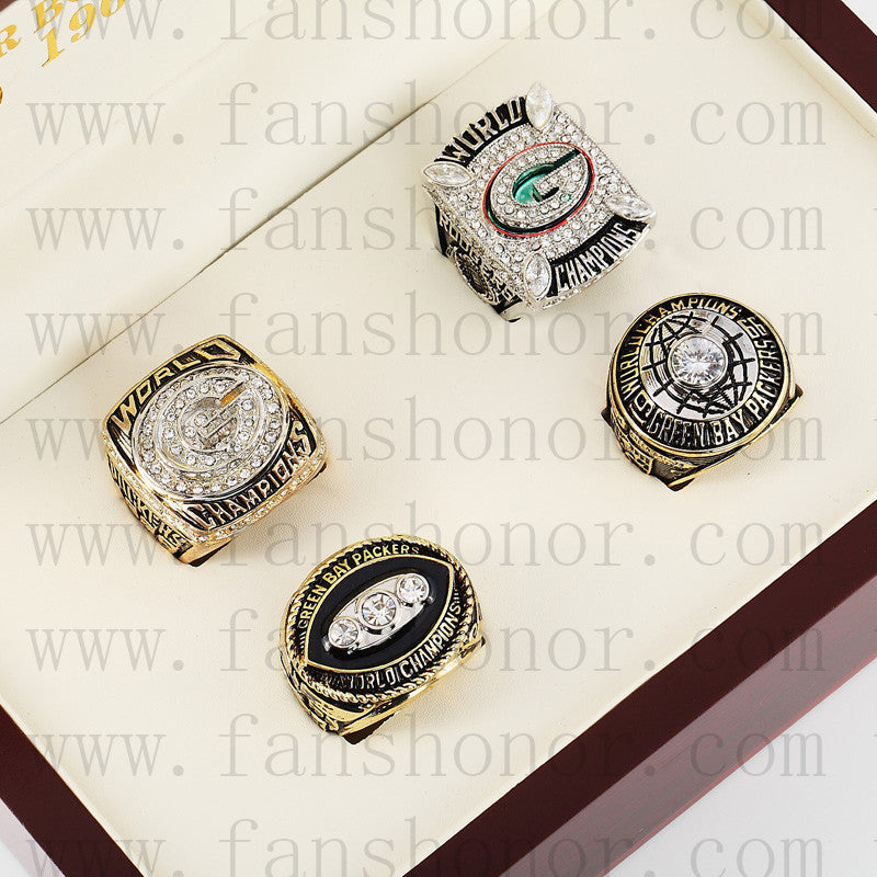 Customized Green Bay Packers NFL Championship Rings Set Wooden Display Box Collections