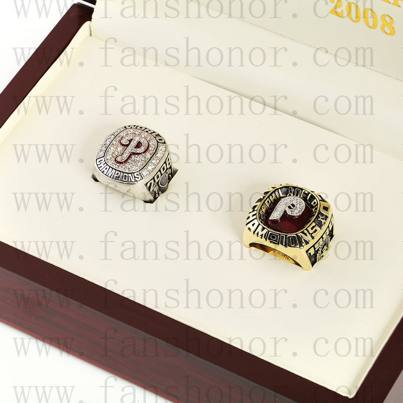 Customized Philadelphia Phillies MLB Championship Rings Set Wooden Display Box Collections