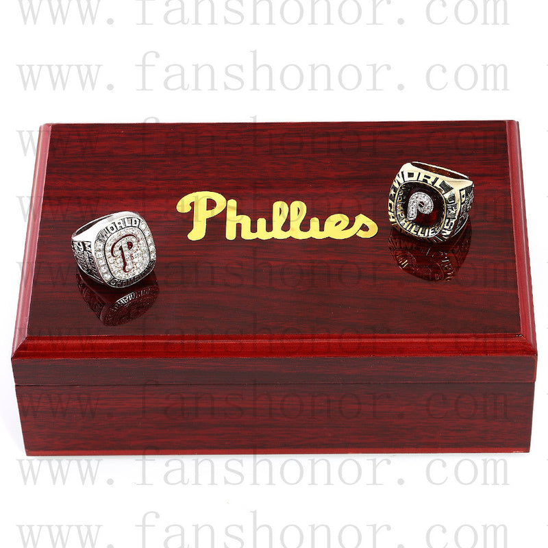 Customized Philadelphia Phillies MLB Championship Rings Set Wooden Display Box Collections