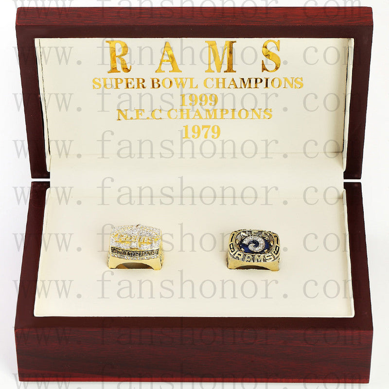 Customized St. Louis Rams NFL Championship Rings Set Wooden Display Box Collections