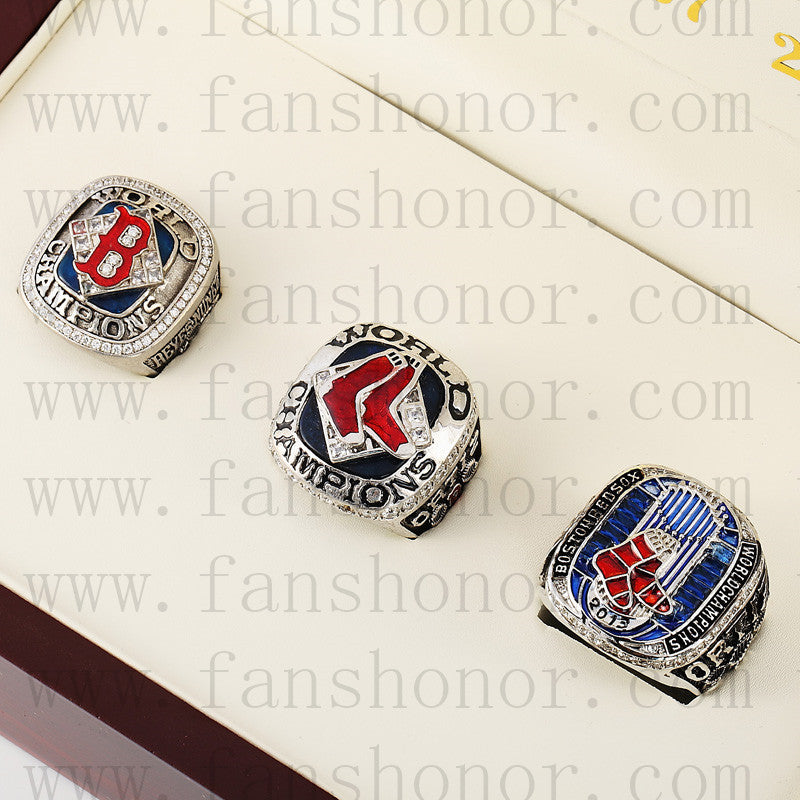 Customized Boston Red Sox MLB Championship Rings Set Wooden Display Box Collections