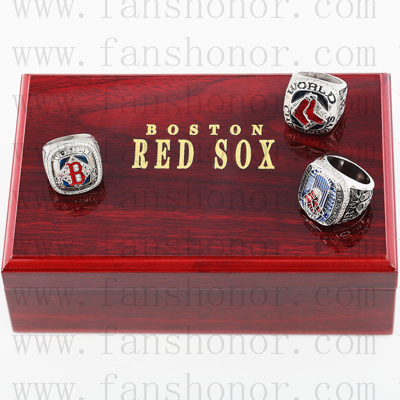 Customized Boston Red Sox MLB Championship Rings Set Wooden Display Box Collections