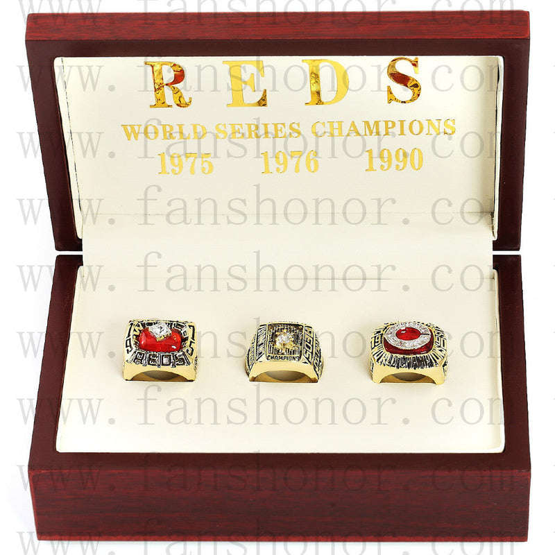 Customized Cincinnati Reds MLB Championship Rings Set Wooden Display Box Collections