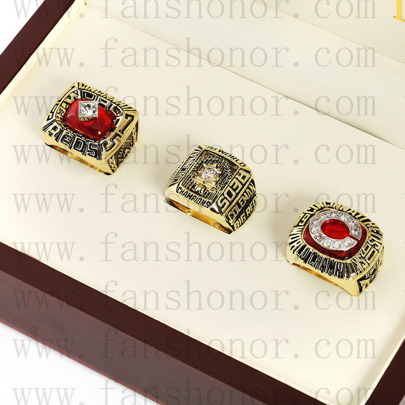 Customized Cincinnati Reds MLB Championship Rings Set Wooden Display Box Collections