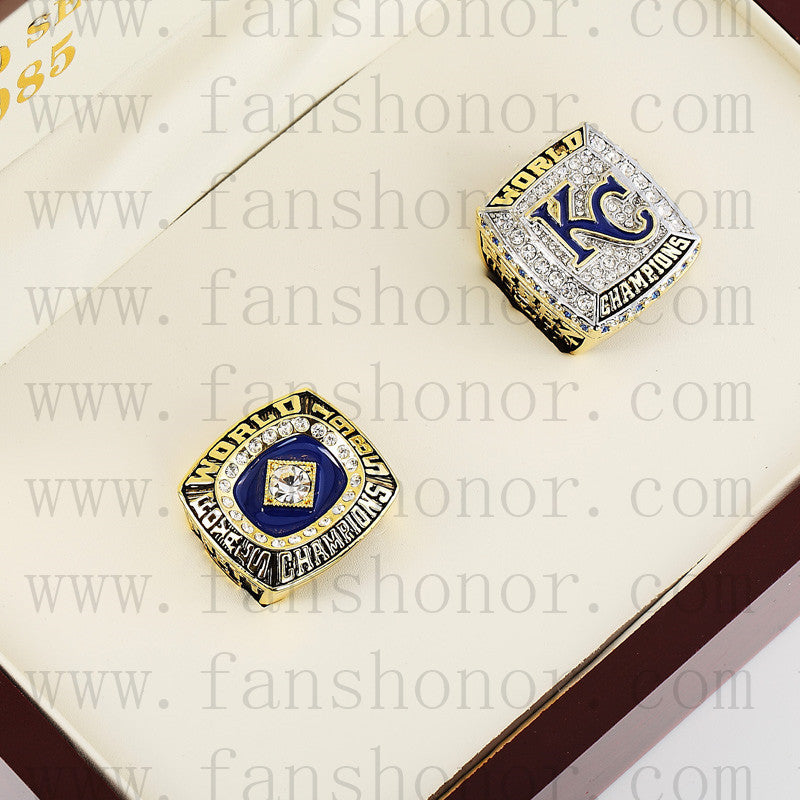 Customized Kansas City Royals MLB World Series Championship Rings Set Wooden Display Box Collections