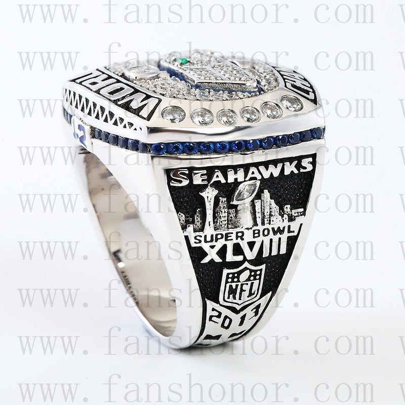 Customized Seattle Seahawks NFL 2013 Super Bowl XLVIII Championship Ring