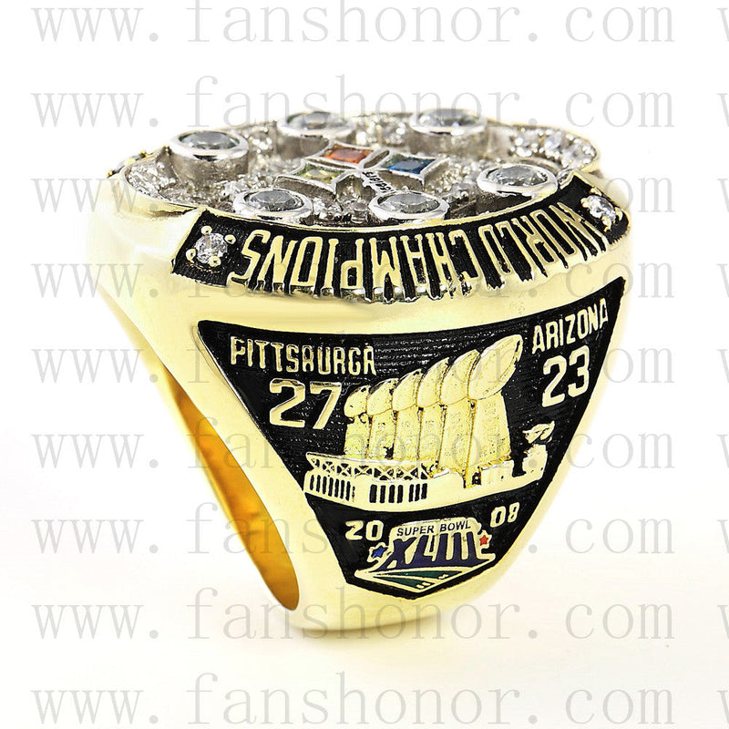 Customized Pittsburgh Steelers NFL 2008 Super Bowl XLIII Championship Ring