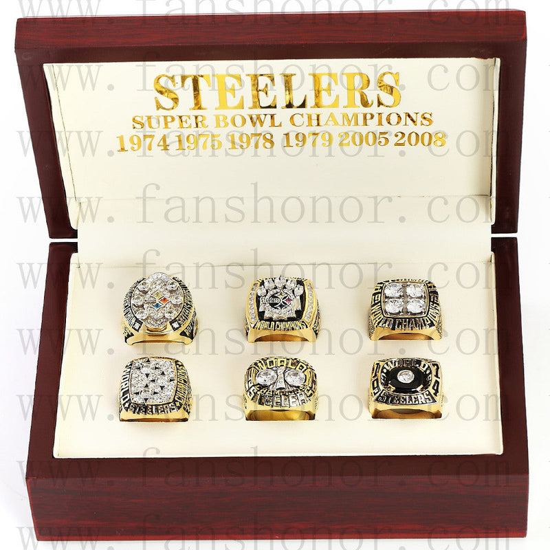 Customized Pittsburgh Steelers NFL Championship Rings Set Wooden Display Box Collections