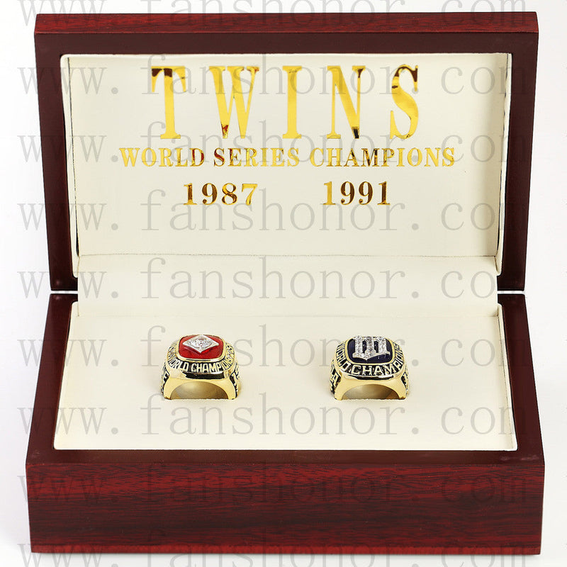 Customized Minnesota Twins MLB Championship Rings Set Wooden Display Box Collections