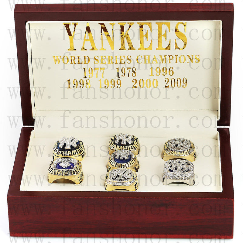 Customized New York Yankees MLB Championship Rings Set Wooden Display Box Collections